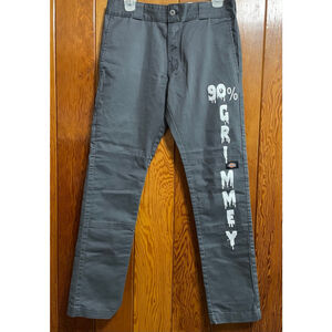 Men's Dickies Skinny Straight Gray Pants with White Graphic Waist 30